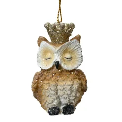 Chouette de Noël à suspendre (H7 cm) Hulotte Reine pailletée