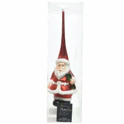 Cimier de sapin en verre Père-Noel Rouge