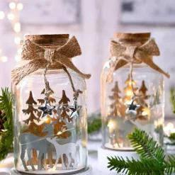 Cloche en verre lumineuse à piles 10 LED (H17 cm) Magie de Noël