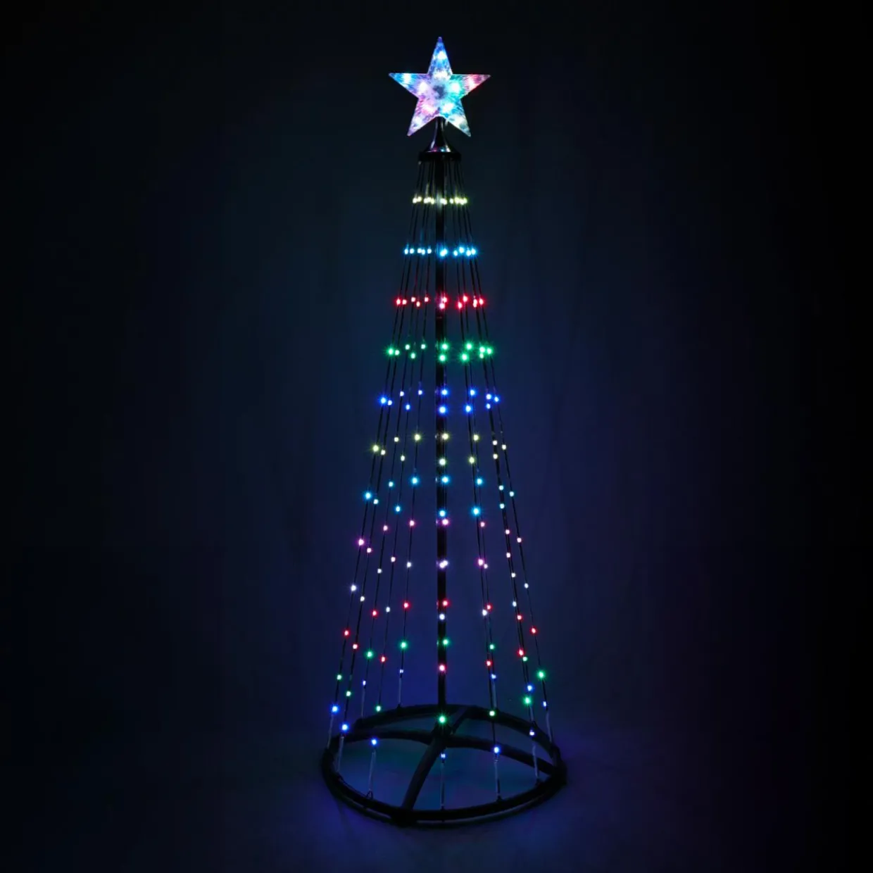 Cône lumineux Digital 154 Micro Led (H150 cm) Twinkling Noir et Multicolore