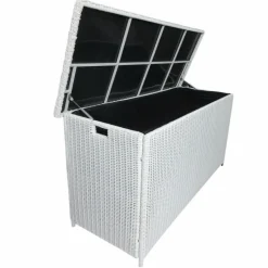 Coffre de rangement extérieur en résine tressée Calvi Blanc