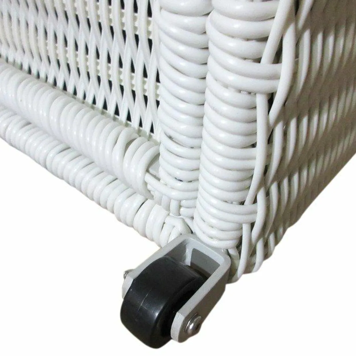 Coffre de rangement extérieur en résine tressée Calvi Blanc