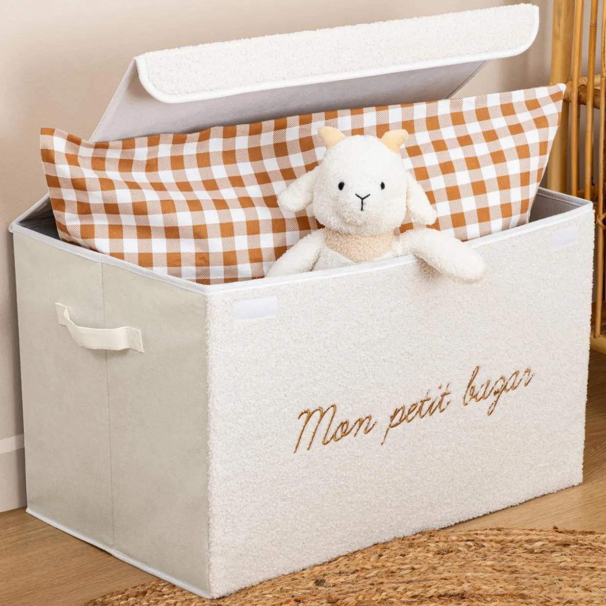 Coffre de rangement pliable enfant bouclette (36 x 57 cm) Yuma Blanc