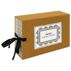 Coffret 2 albums photos (H16,7 cm) Paloma Gris et jaune moutarde