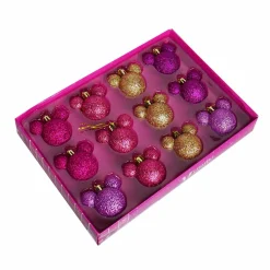 Coffret de 12 boules de Noël (D30 mm) mini Mickey Rose