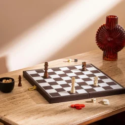 Coffret jeux Backgammon / Echec bois (40 cm) Jule Marron