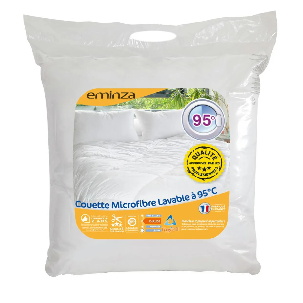 Couette Chaude (260 x 240 cm) Microfibre Lavable à 95°C Blanche