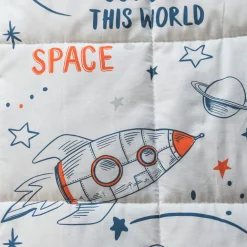 Couette imprimée enfant coton (140 x 200 cm) Galaxie Blanche