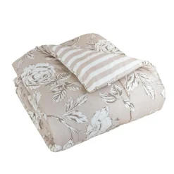 Couette imprimée et deux taies d'oreiller coton (200 x 200 cm) Lara Beige