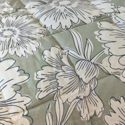 Couette imprimée et deux taies d'oreiller coton (200 x 200 cm) Lara Vert