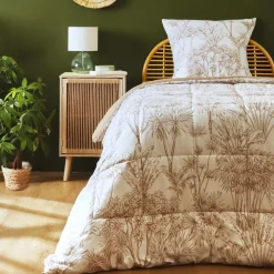 Couette imprimée et une taie d'oreiller en coton (140 x 200 cm) Lara Marron