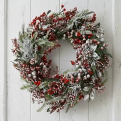 Couronne de Noël Baies (D60 cm) Rouge givrée