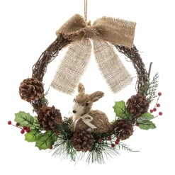 Couronne de Noël (D32 cm) Lapin et nœud