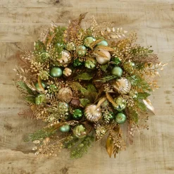 Couronne de Noël (D50 cm) Majesty Vert et doré