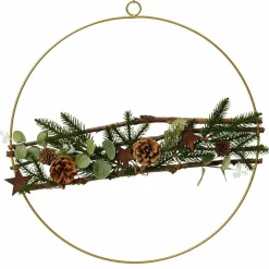 Couronne de Noël (D40 cm) Nature festive dorée