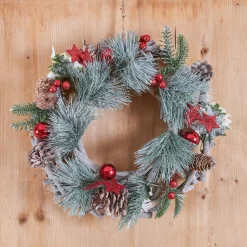 Couronne de Noël (D32 cm) Nature festive Rouge