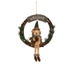 Couronne de Noël (D33 cm) Welcome Hérisson Marron