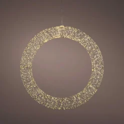 Couronne de Noël Géante lumineuse Micro 1800 LED (D116 cm) Éclats Argent et blanc chaud