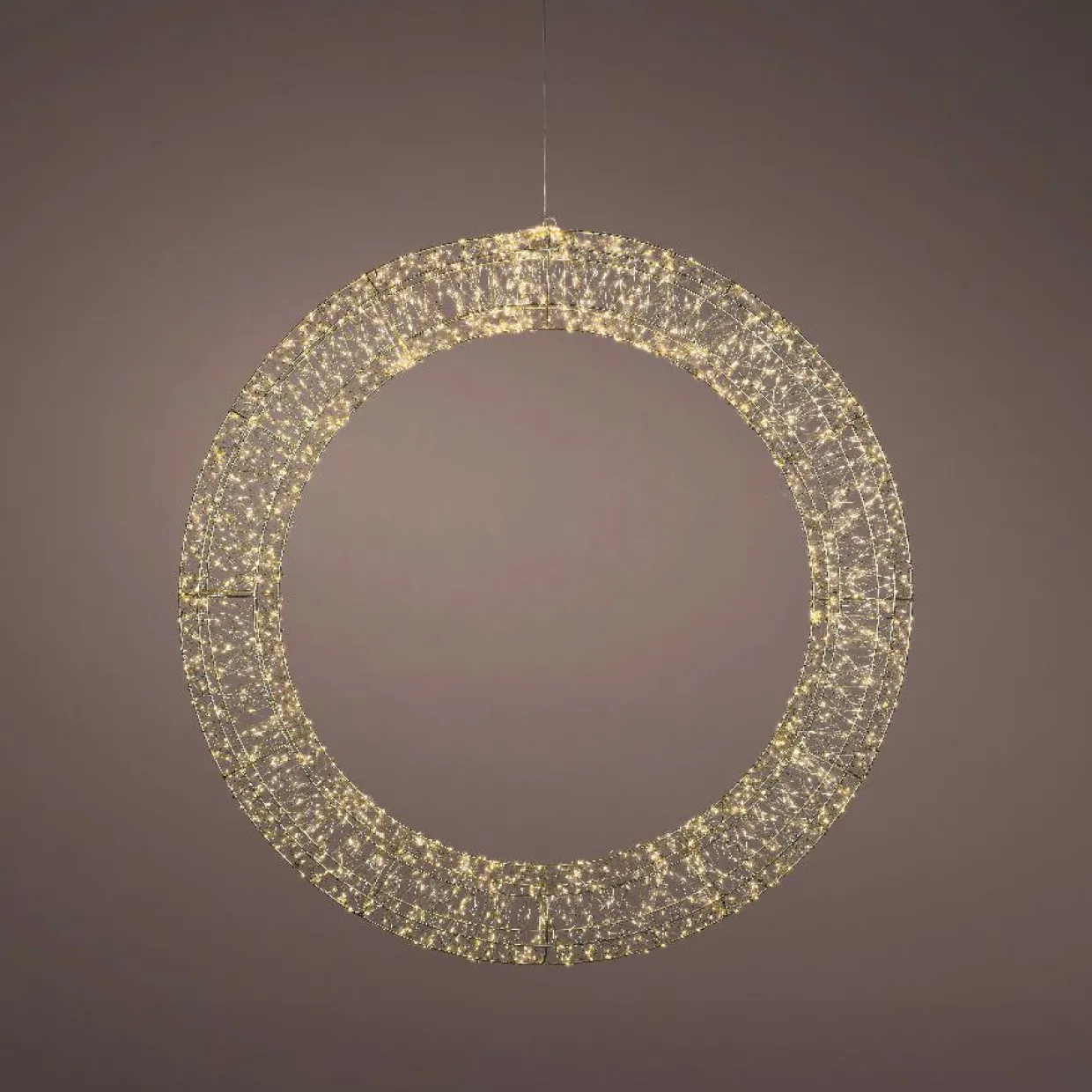 Couronne de Noël Géante lumineuse Micro 1800 LED (D116 cm) Éclats Argent et blanc chaud