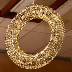 Couronne de Noël lumineuse 960 Micro LED (D70 cm) Effet flash Or et blanc chaud