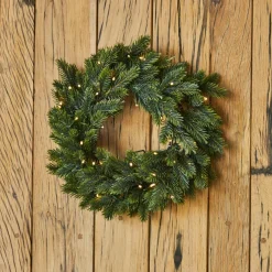 Couronne de Noël lumineuse (D50 cm) Glorious Vert et blanc chaud