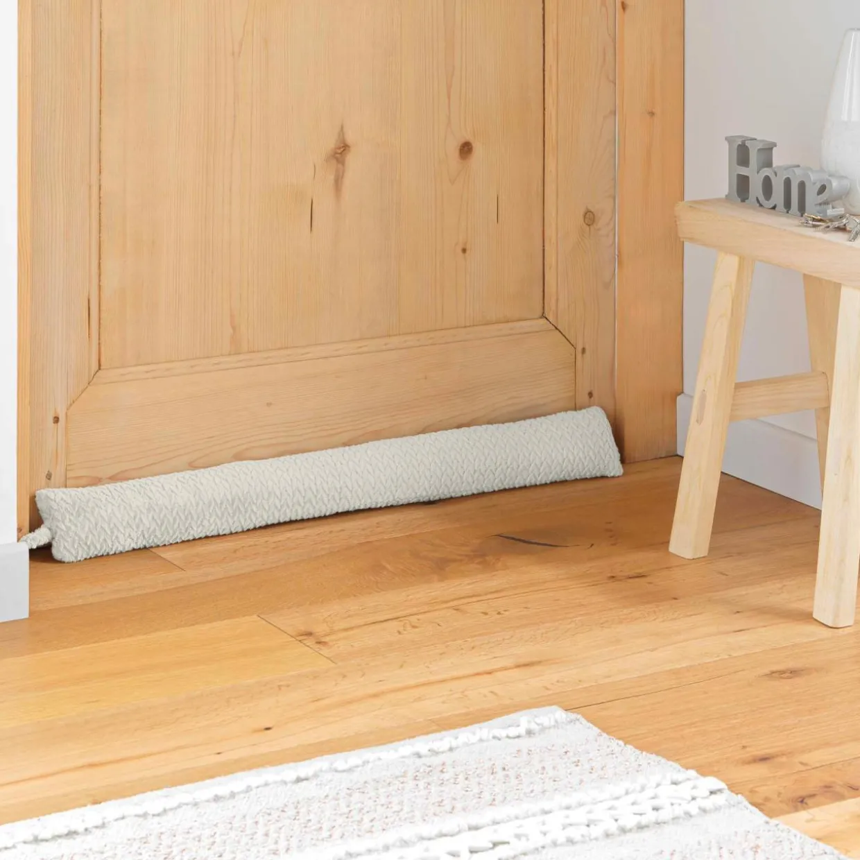 Coussin bas de porte flanelle (80 x 10 cm) Flanela Ecru