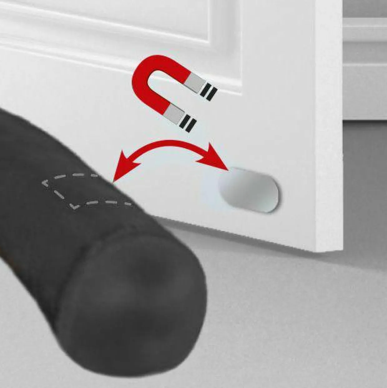 Coussin bas de porte polycoton (L80 x 7,5 cm) Aimanté Gris foncé