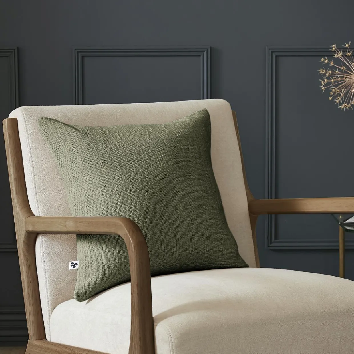 Coussin carré coton (45 x 45 cm) Sixtine Vert romarin