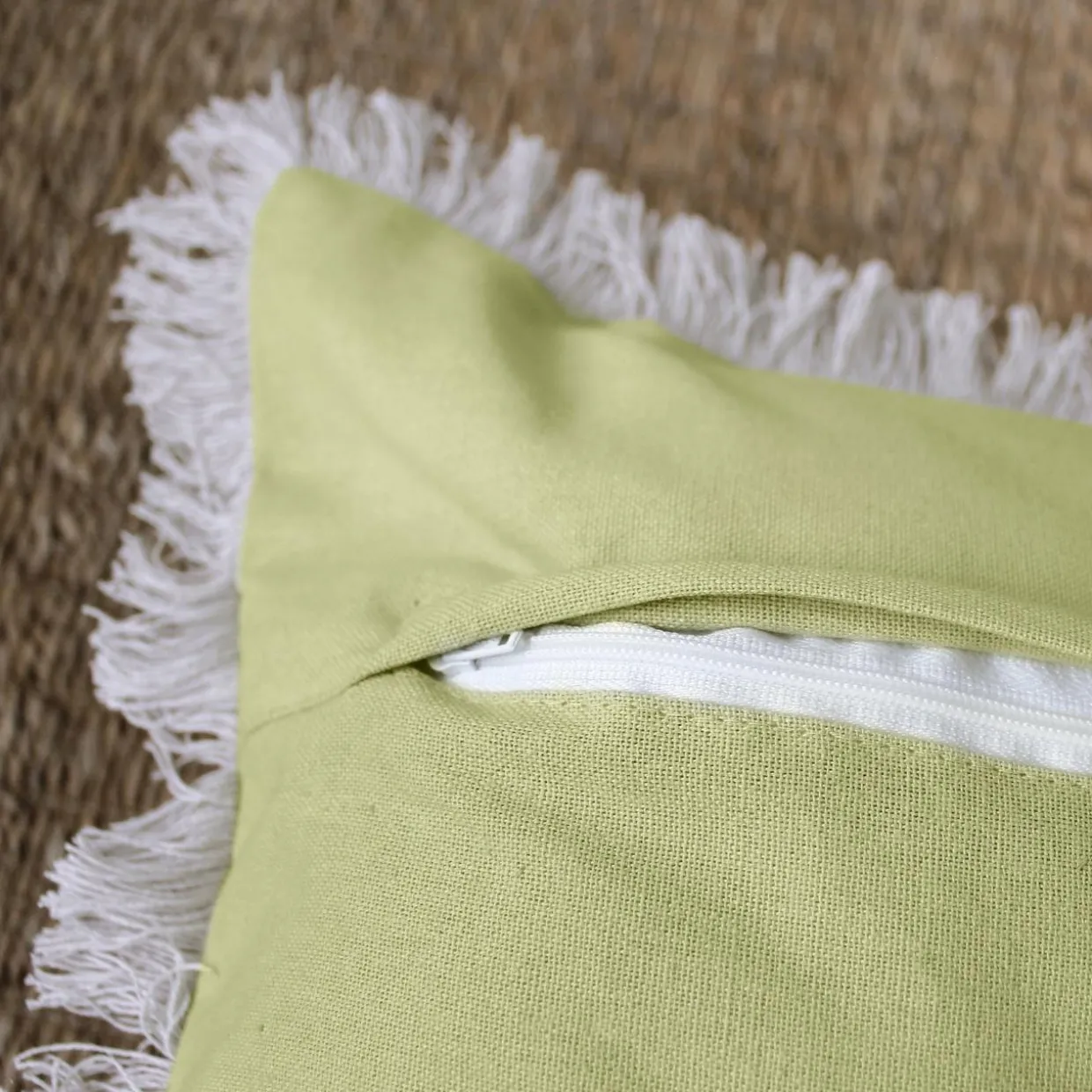 Coussin carré coton (40 x 40 cm) Herbier uni Vert tilleul