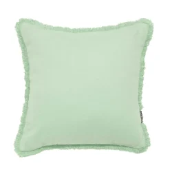 Coussin carré coton (45 x 45 cm) Pixel franges Vert menthe