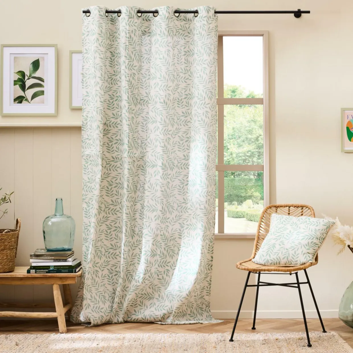 Coussin carré coton (45 x 45 cm) Naya Vert sauge