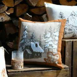 Coussin carré coton (45 x 45 cm) Wildforest Ecru