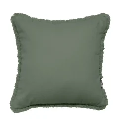 Coussin carré coton (45 x 45 cm) Pixel franges Vert kaki
