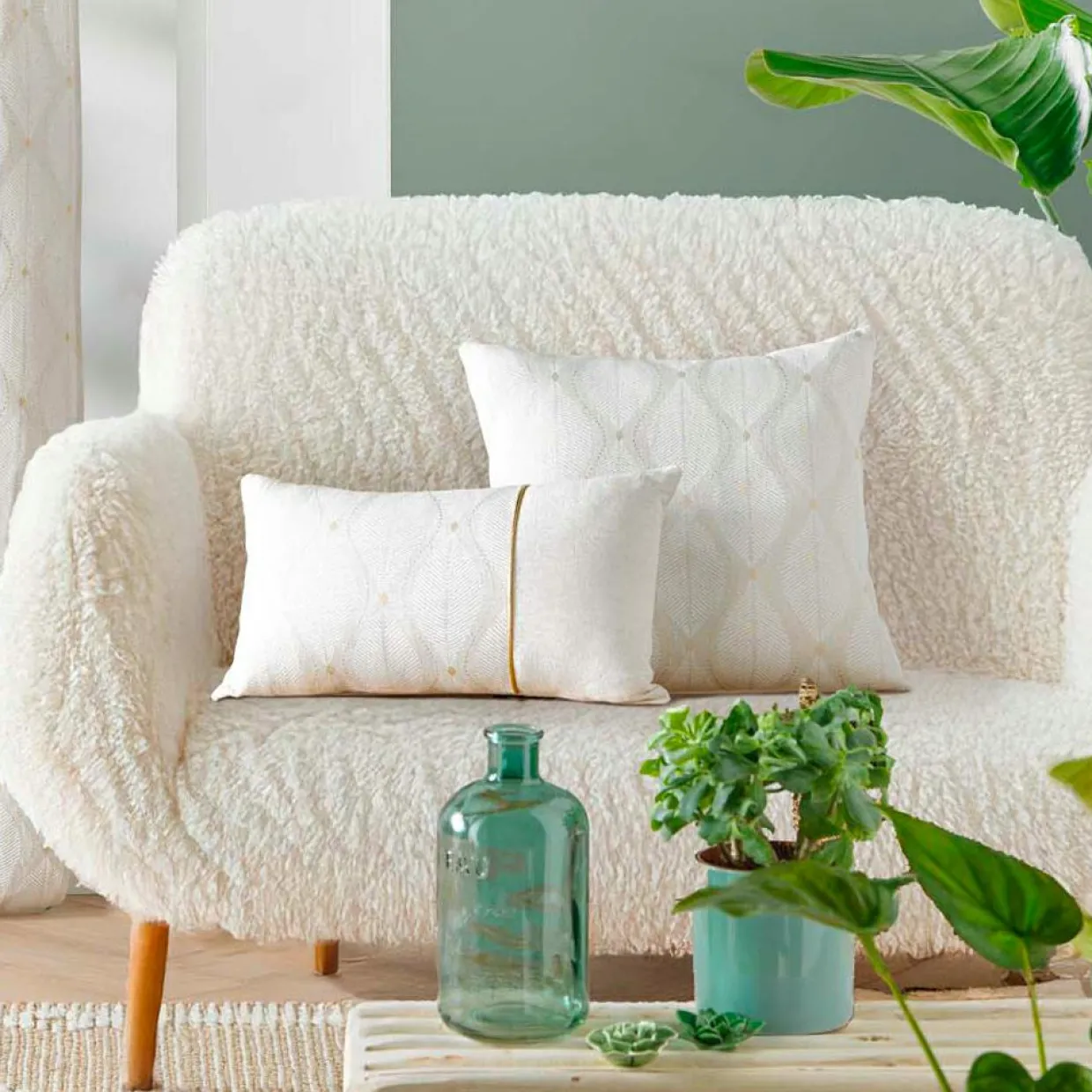 Coussin carré coton (45 x 45 cm) Maho Blanc