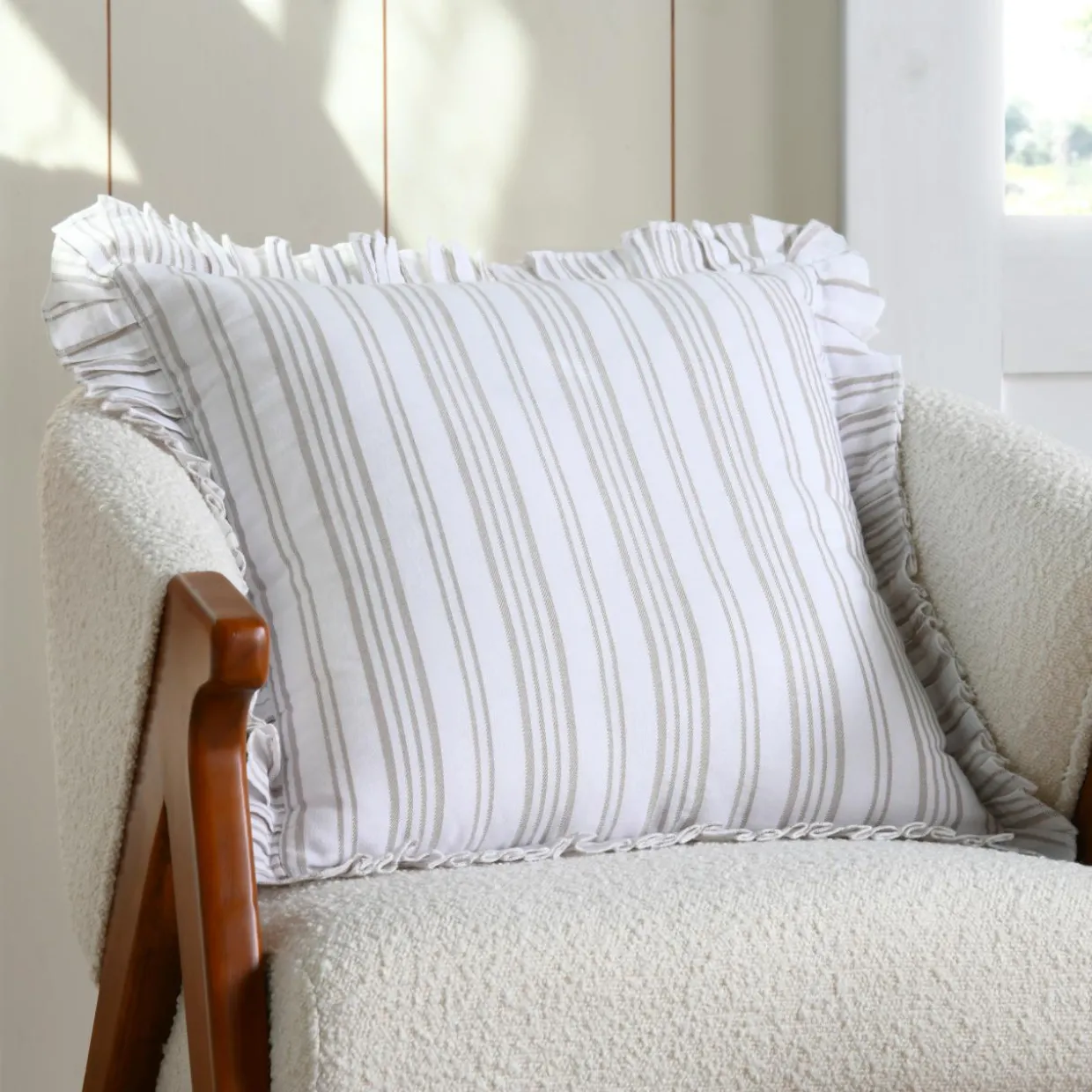 Coussin carré coton (50 x 50 cm) Joséphine Ecru