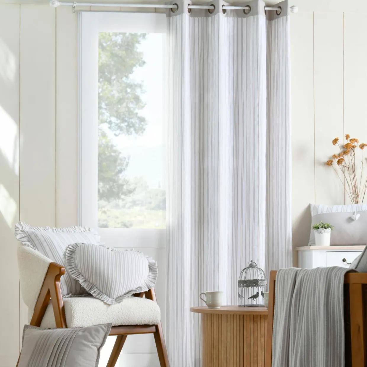 Coussin carré coton (50 x 50 cm) Joséphine Ecru