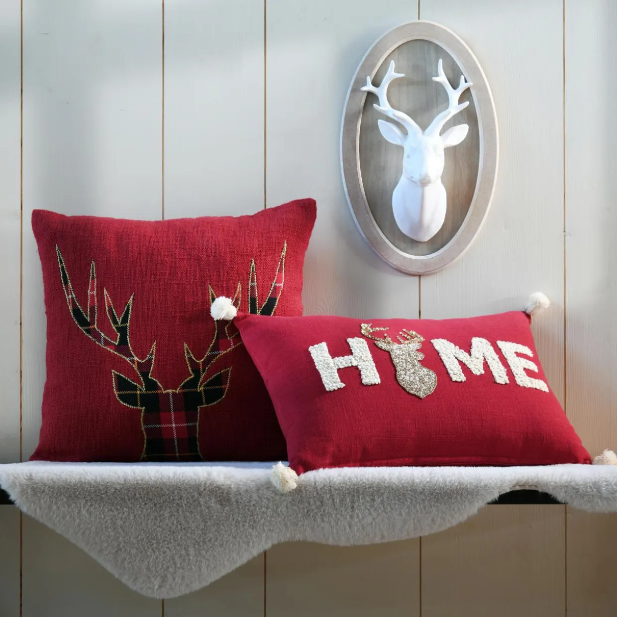 Coussin carré coton (45 x 45 cm) Finna Rouge