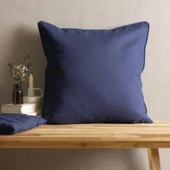 Coussin carré coton (60 x 60 cm) Pixel Bleu marine