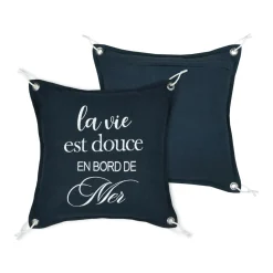 Coussin carré coton (50 x 50 cm) Bordemer Bleu marine