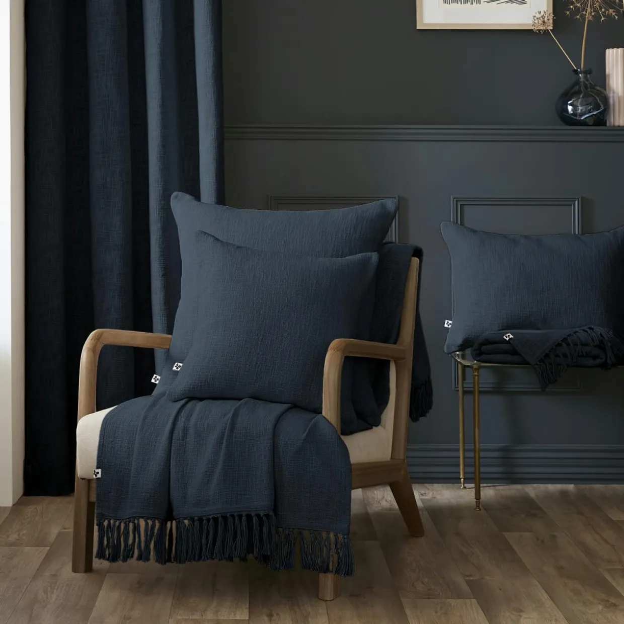 Coussin carré coton (45 x 45 cm) Sixtine Bleu nuit