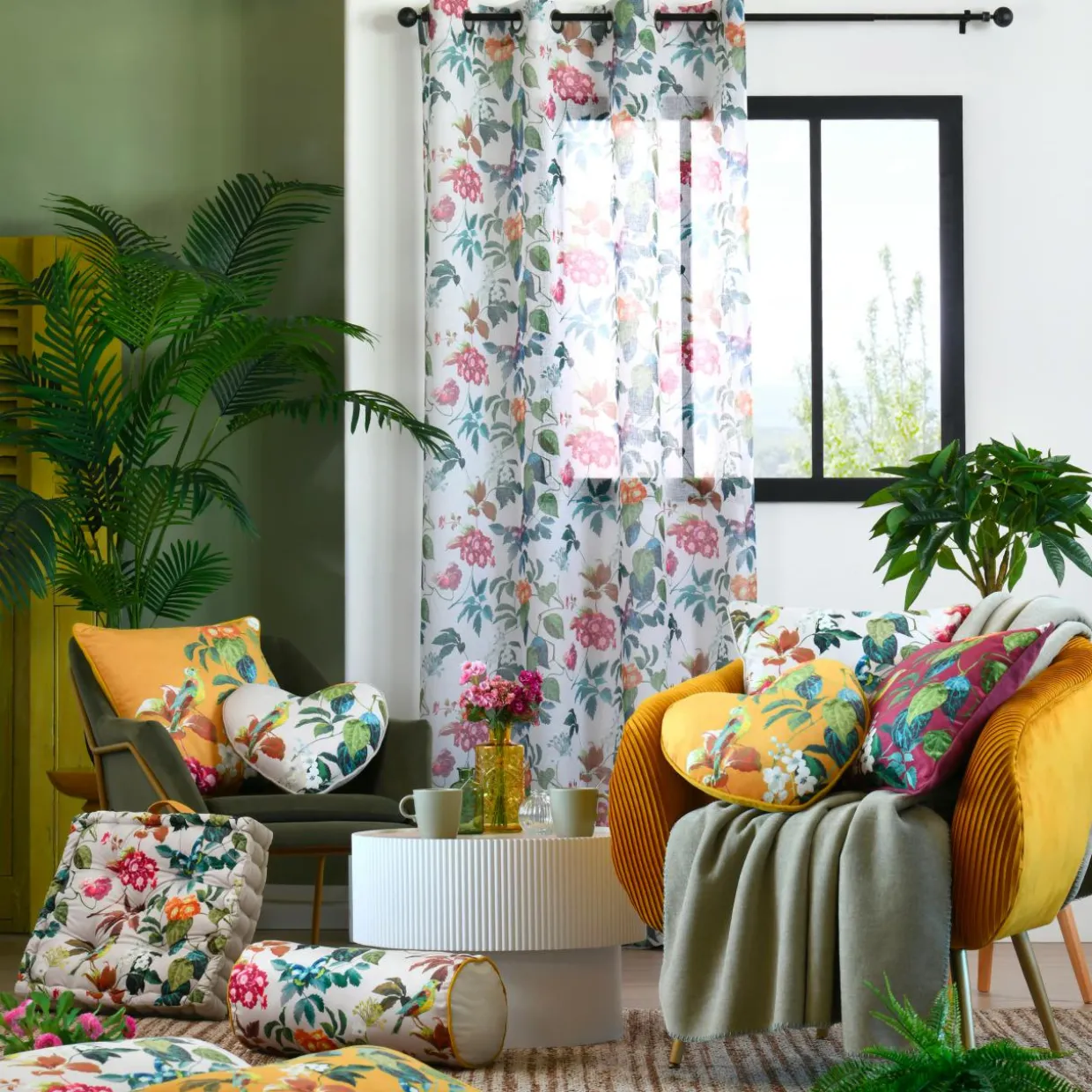 Coussin carré coton (50 x 50 cm) Emmy Jaune moutarde