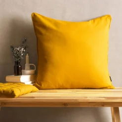 Coussin carré coton (60 x 60 cm) Pixel Jaune moutarde