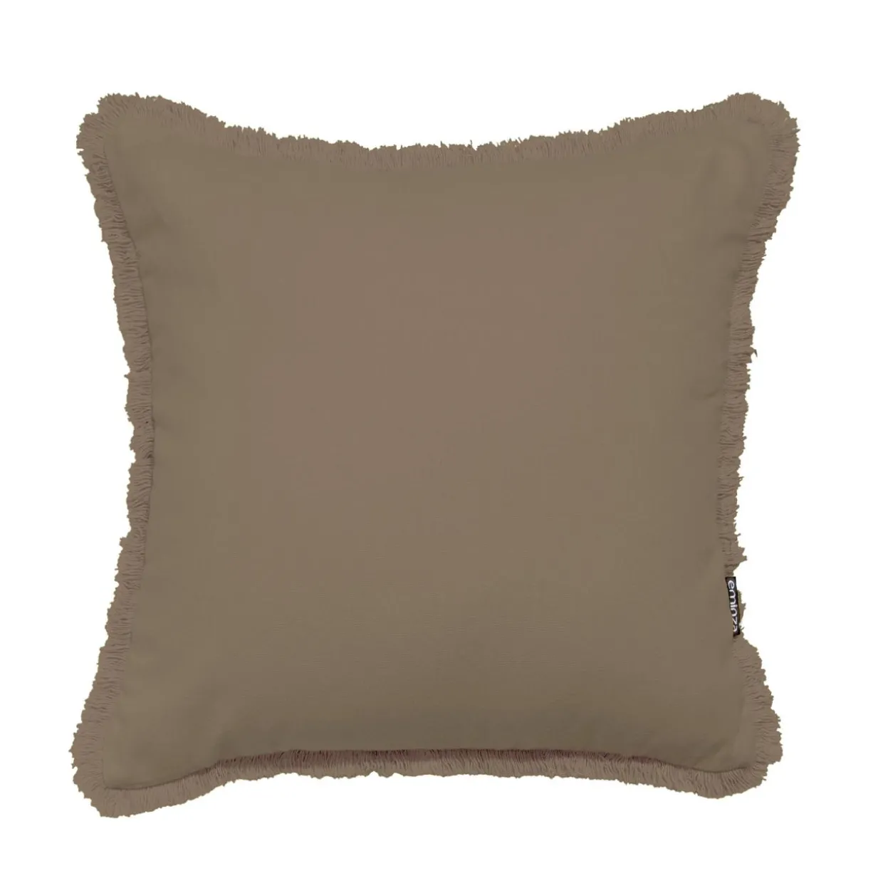 Coussin carré coton (45 x 45 cm) Pixel franges Taupe