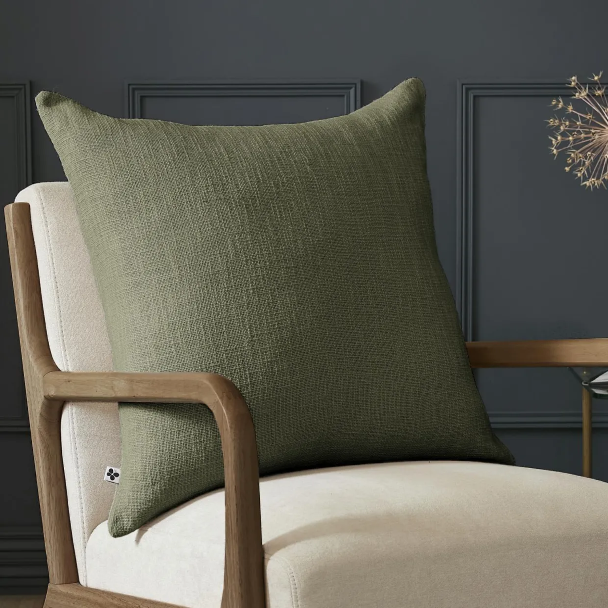 Coussin carré coton (60 x 60 cm) Sixtine Vert romarin