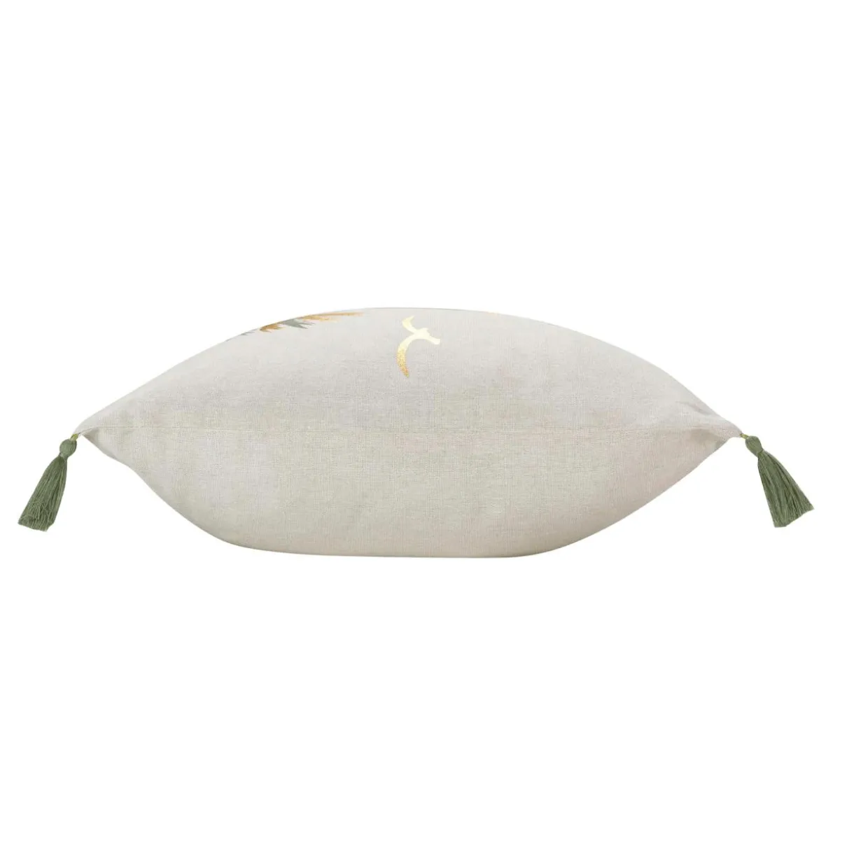 Coussin carré coton pompons (45 x 45 cm) Papeete Vert sauge