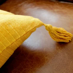 Coussin carré coton recyclé (40 x 40 cm) Bombay Jaune moutarde