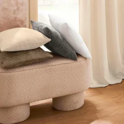 Coussin carré en velours chenille (45 x 45 cm) Leo Blanc