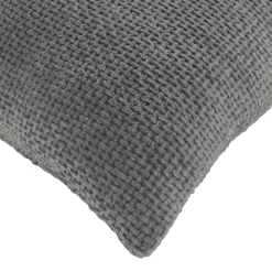 Coussin carré en velours chenille (45 x 45 cm) Leo Gris Anthracite