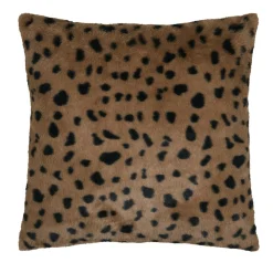 Coussin carré fausse fourrure panthère (45 x 45 cm) Fauves Chocolat
