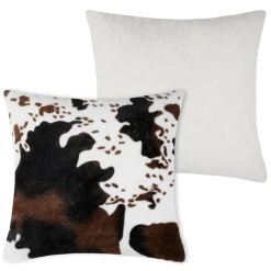 Coussin carré fausse fourrure (45 x 45 cm) Vache Brun